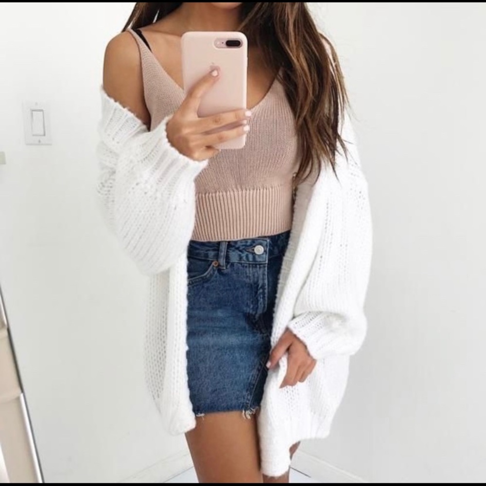 Chunky oversized white cardigan